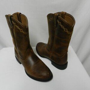 Ariat Heritage Western top stitched brown Leather boots Women Cowboy Size Sz 8